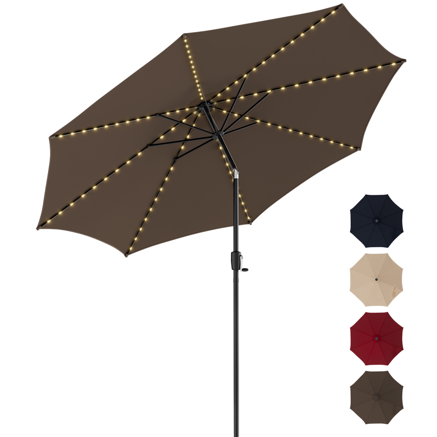 Gymax 10FT Solar Patio Umbrella 112 LED Lighted Umbrella Outdoor Table Market Umbrella