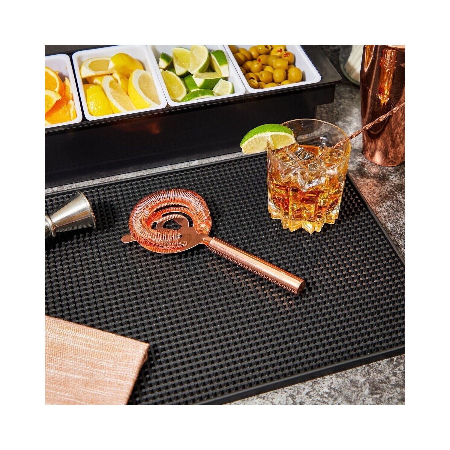 ISTAR Bar Mat for Cocktail and Coffee Bar 60x30cm Rubber Bar Service Spill Mat for Cocktail Bartender Coffee Bar or Countertop Mats Glass Drying Mat