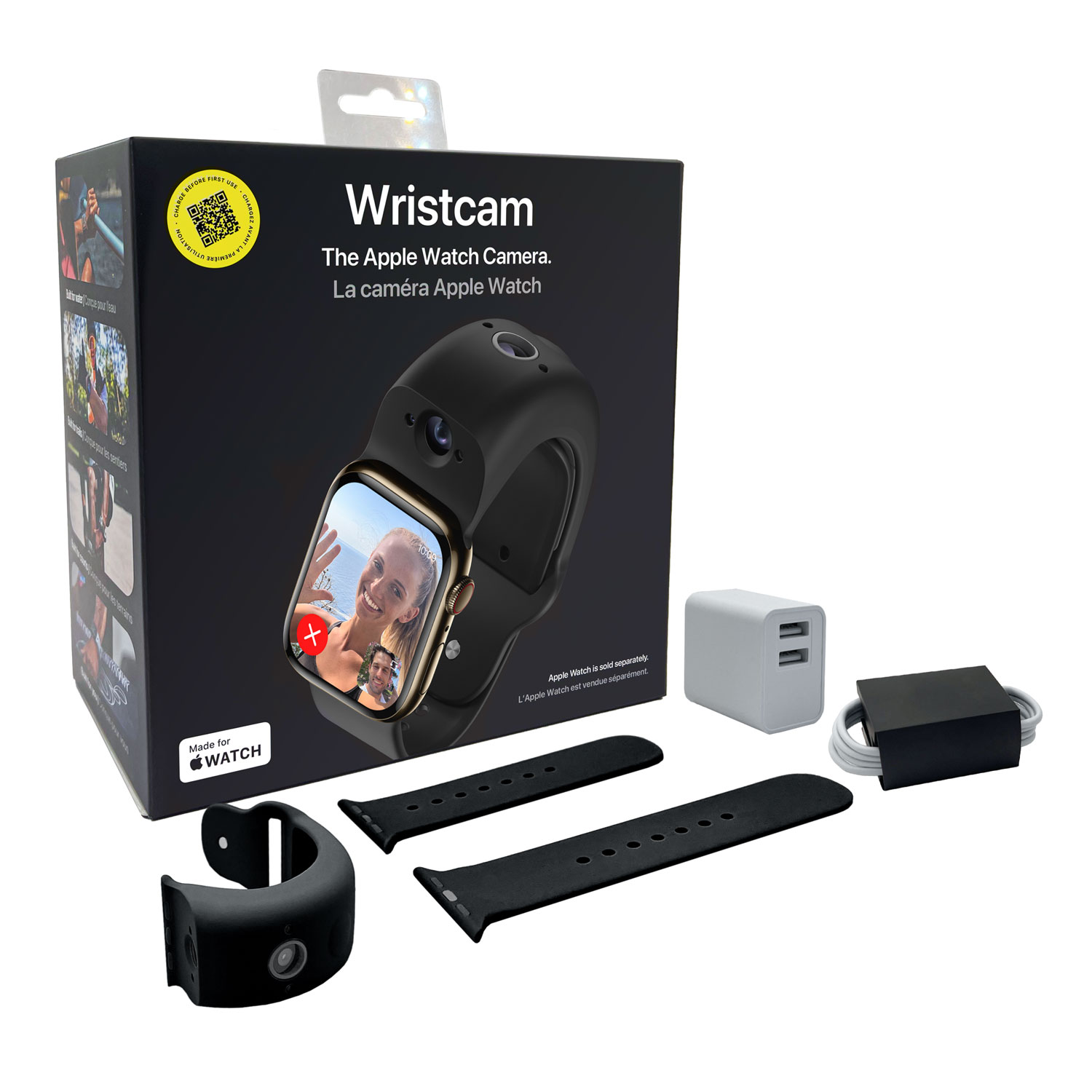 Wristcam Silicone Smart Dual-Camera Band for Apple Watch 38/40/41mm - Large - Black