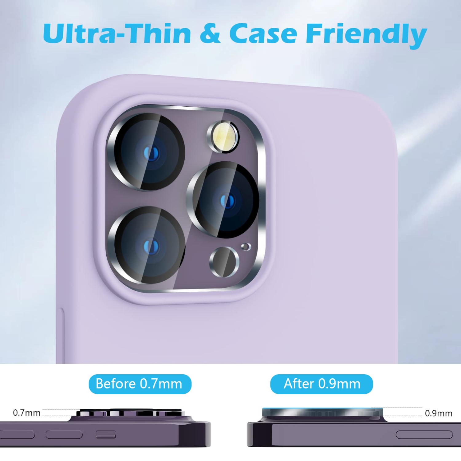 3 Pack Camera Lens Protector Compatible with iPhone 14 Pro 6.1" & iPhone 14 Pro Max 6.7" 2022, Ultra HD Clear Tempered Glass Film, 9H Hardness