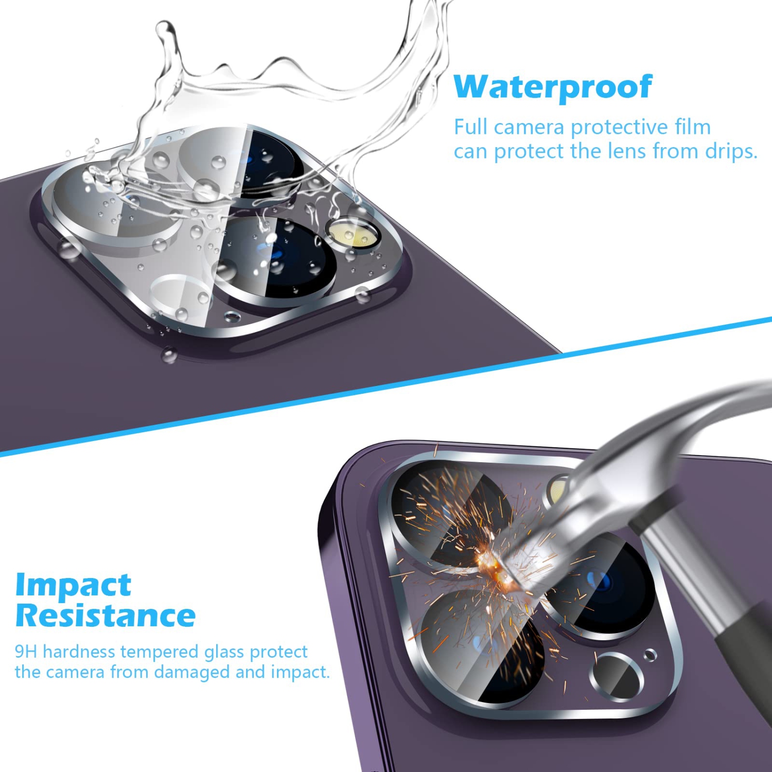 3 Pack Camera Lens Protector Compatible with iPhone 14 Pro 6.1" & iPhone 14 Pro Max 6.7" 2022, Ultra HD Clear Tempered Glass Film, 9H Hardness