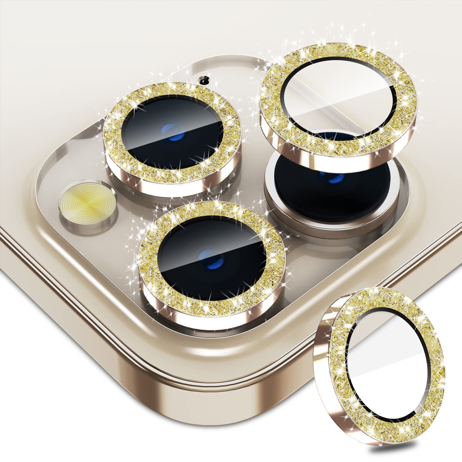 iPhone 14 Pro - Protecteur d'objectif iPhone 14 Pro Max, 9H Protecteur d'écran en verre trempé bague individuelle en métal pour iPhone 14Pro 6,1 po
