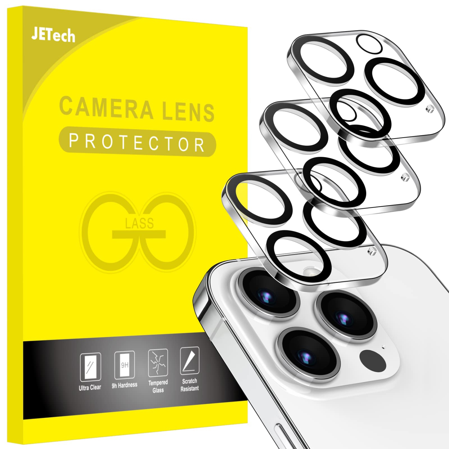 Camera Lens Protector for iPhone 14 Pro 6.1-Inch and iPhone 14 Pro Max 6.7-Inch, 9H Tempered Glass, Anti-Scratch, Case Friendly, Does Not Affect