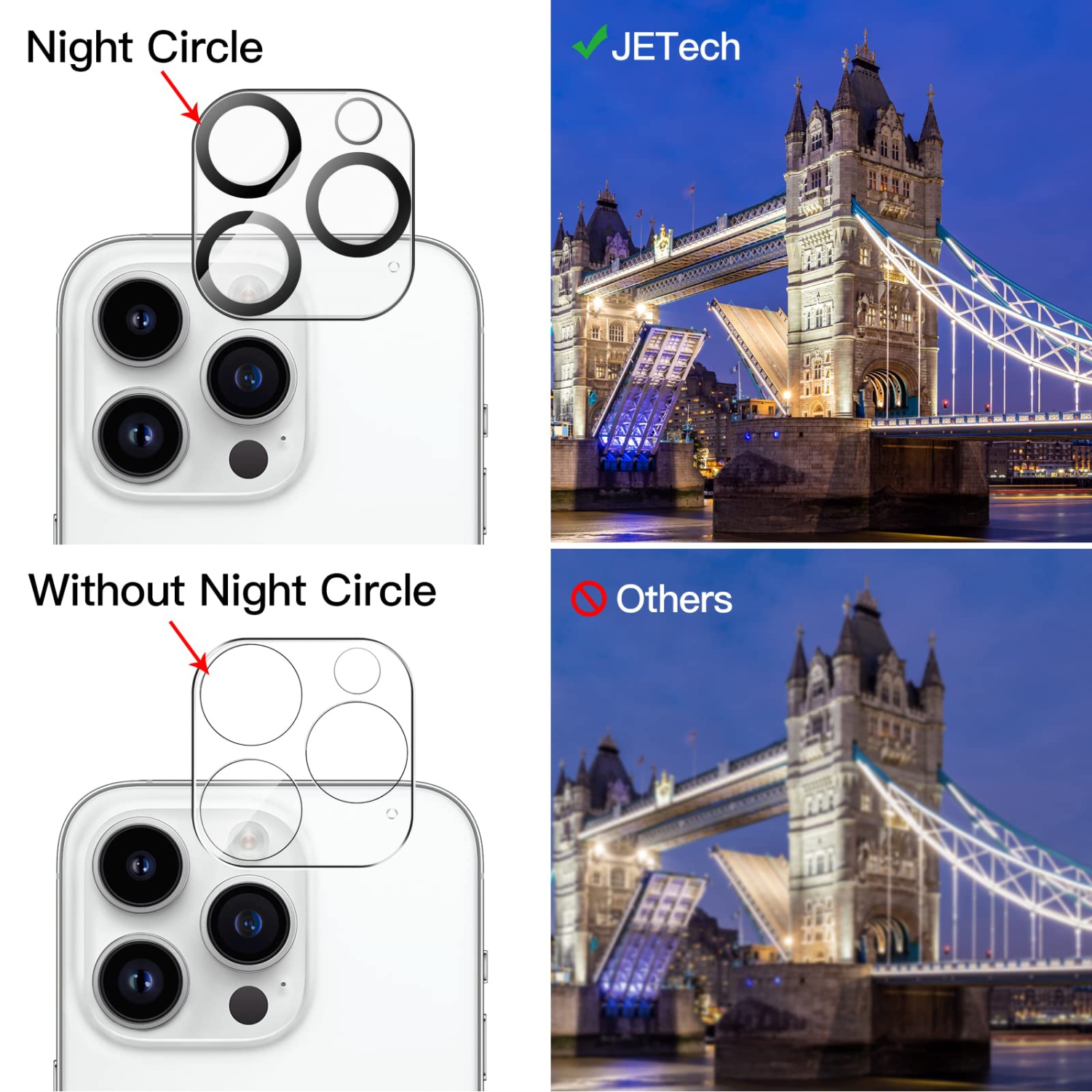 Camera Lens Protector for iPhone 14 Pro 6.1-Inch and iPhone 14 Pro Max 6.7-Inch, 9H Tempered Glass, Anti-Scratch, Case Friendly, Does Not Affect