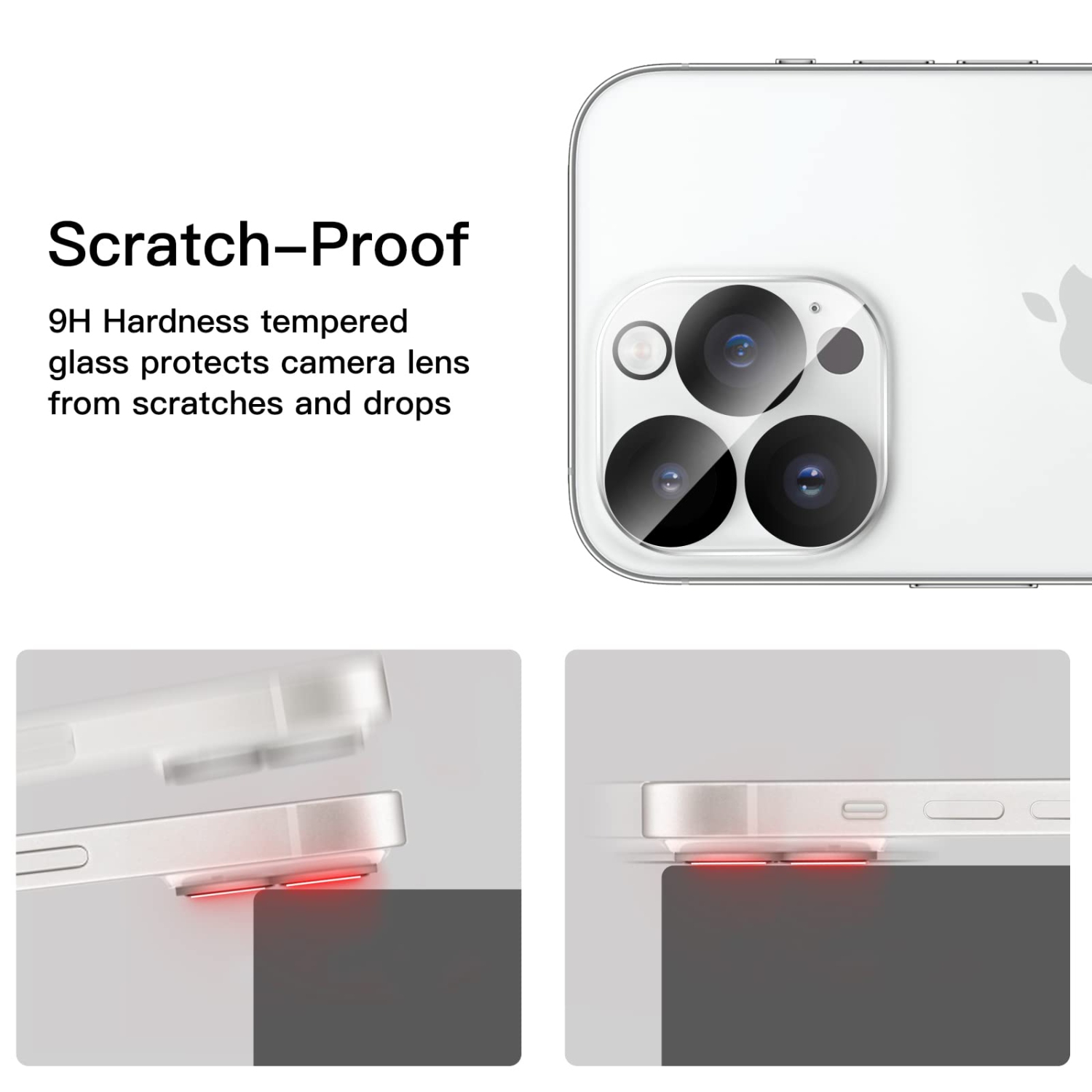 Camera Lens Protector for iPhone 14 Pro 6.1-Inch and iPhone 14 Pro Max 6.7-Inch, 9H Tempered Glass, Anti-Scratch, Case Friendly, Does Not Affect