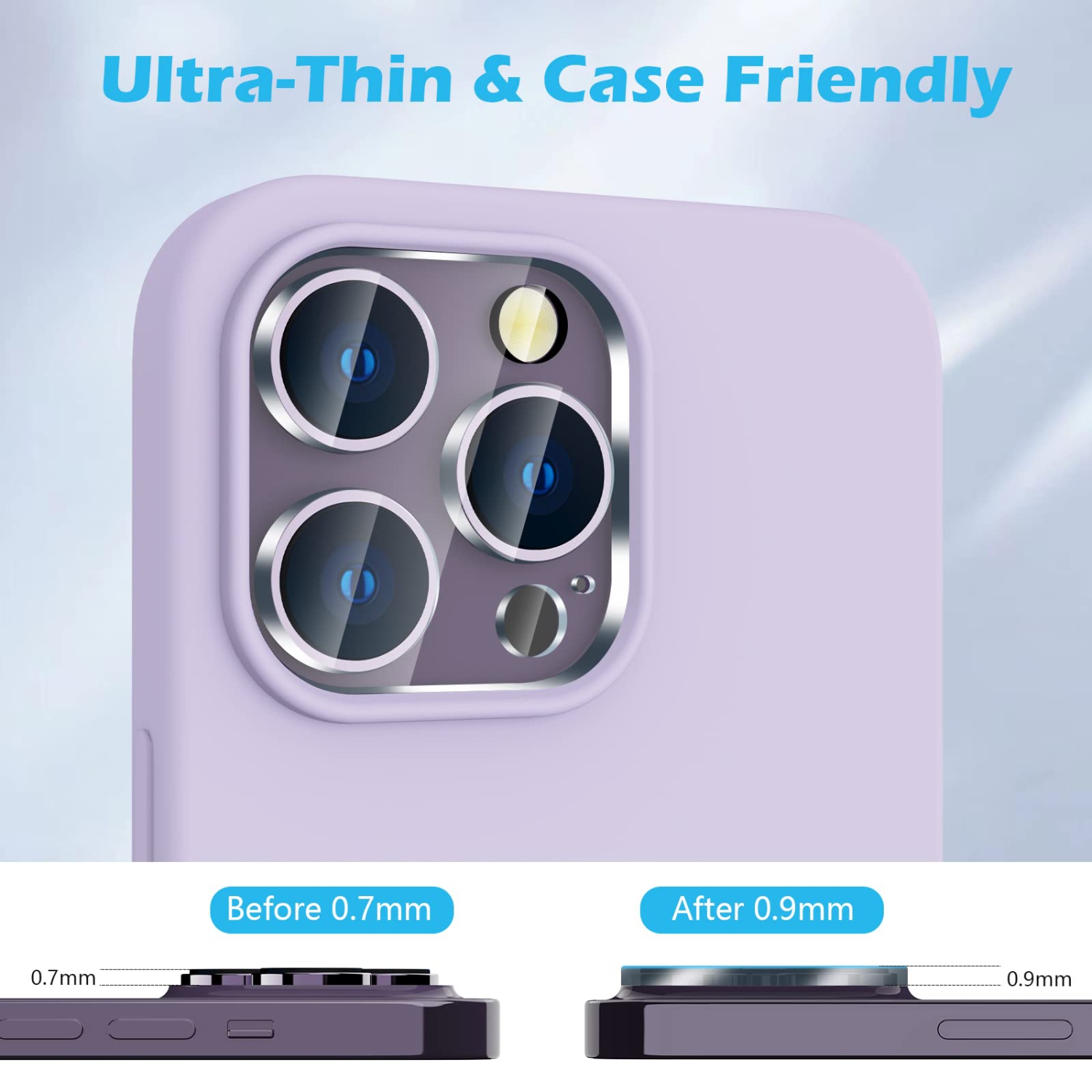 3 Pack Camera Lens Protector for iPhone 14 Pro 6.1" / iPhone 14 Pro Max 6.7", 9H Tempered Glass Film with Anti-Flash Ring, HD Clear, Scratch