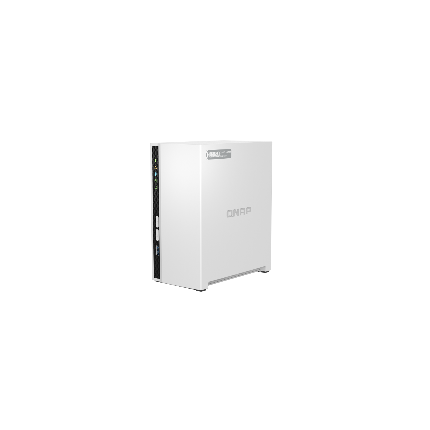 QNAP – NAS d’ordinateur de bureau TS-233-US à 2 baies, processeur quadruple coeur Cortex-A55 d’ARM et 2 Go de mémoire vive DDR4