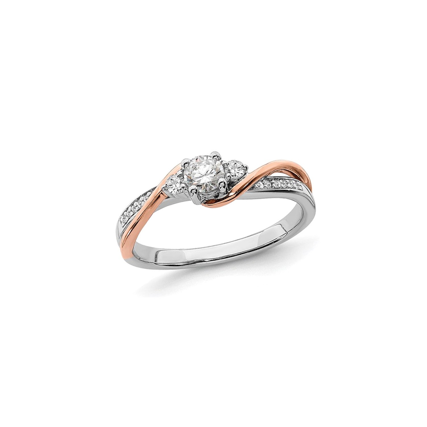 3/8 Carat Lab-Grown Diamond Engagement Ring in 14K White and Rose Gold (SIZE 7)