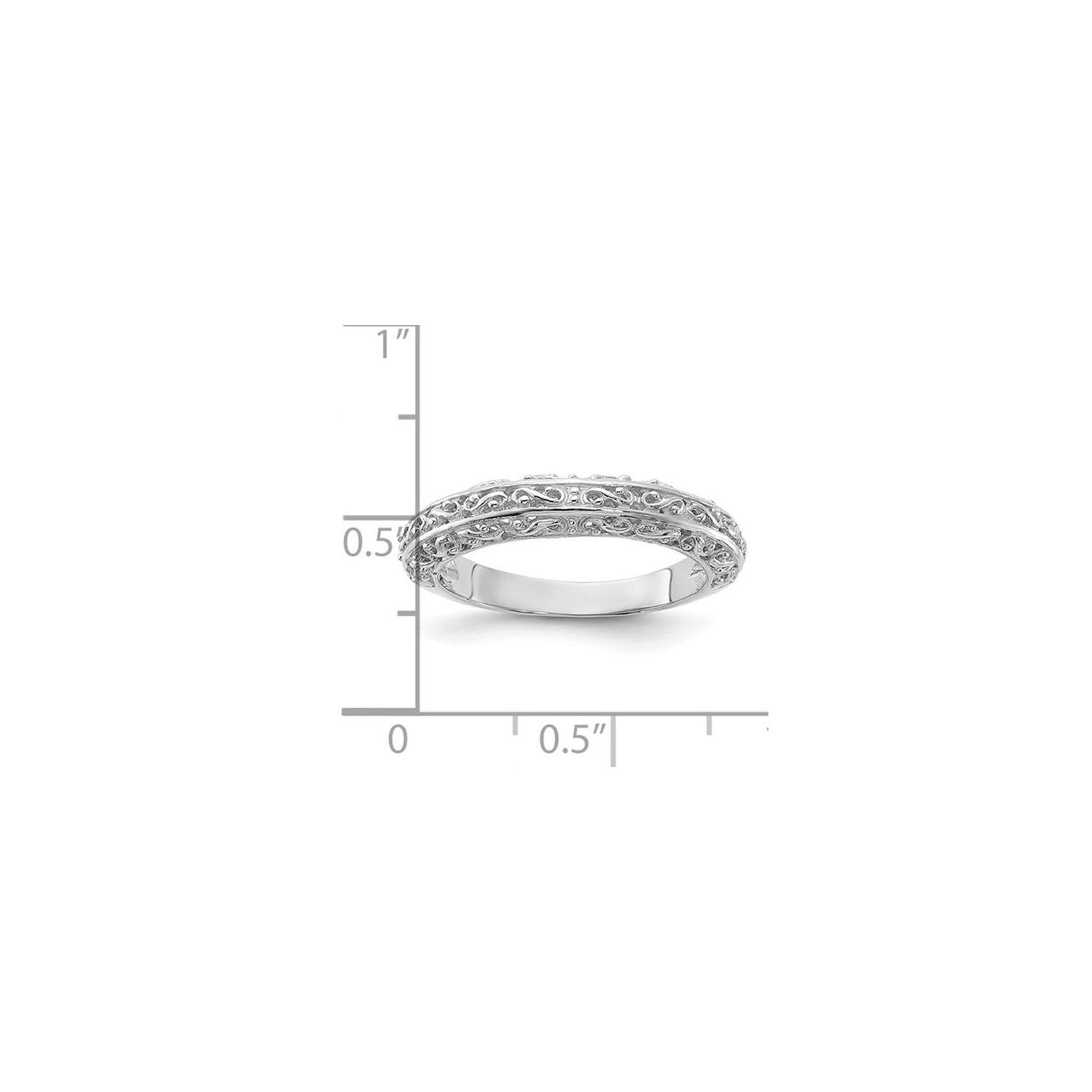 14K White Gold 3mm Filigree Wedding Band Ring