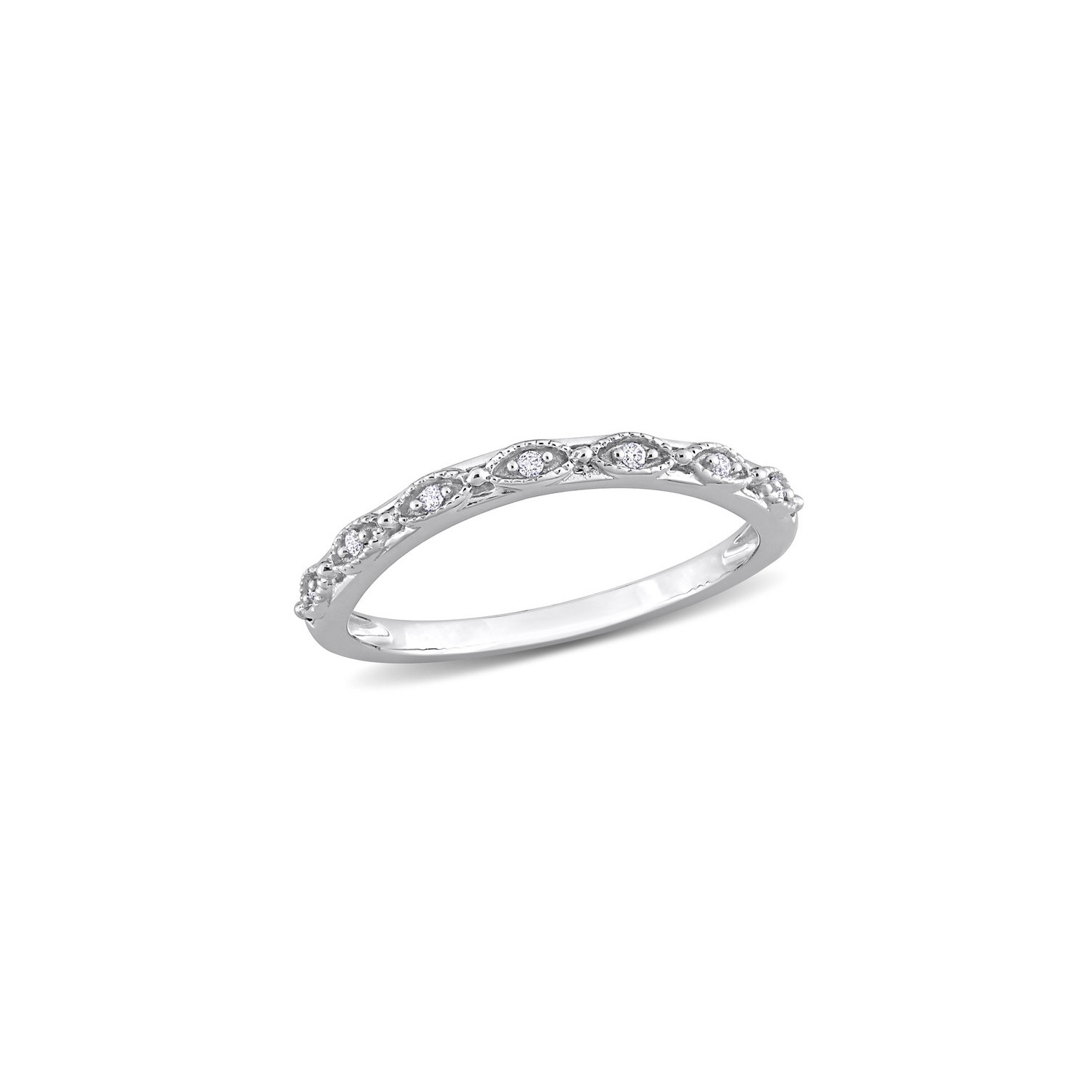 Diamond Accent Semi-Eternity Wedding Band Ring in 14K White Gold
