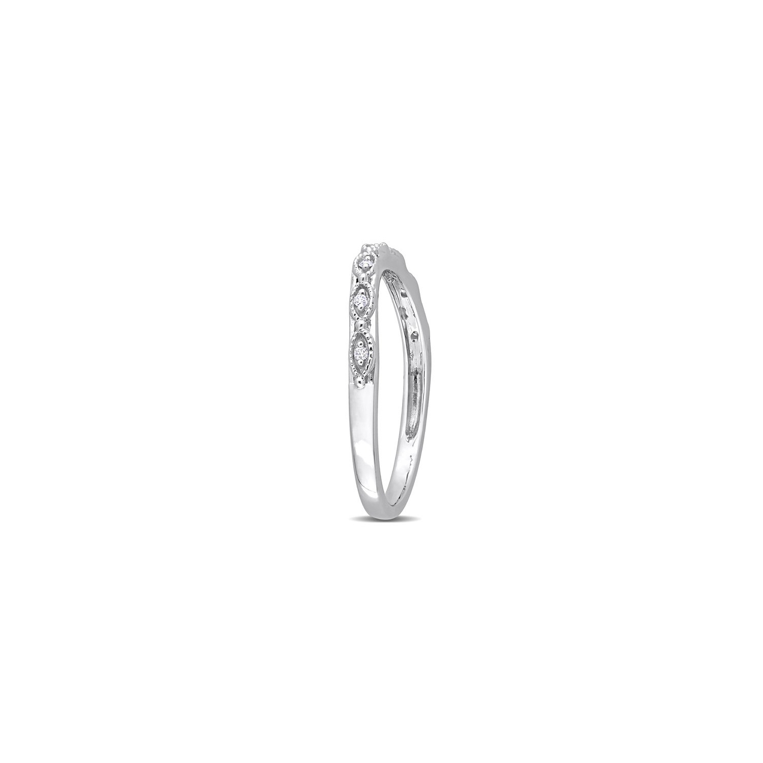 Diamond Accent Semi-Eternity Wedding Band Ring in 14K White Gold