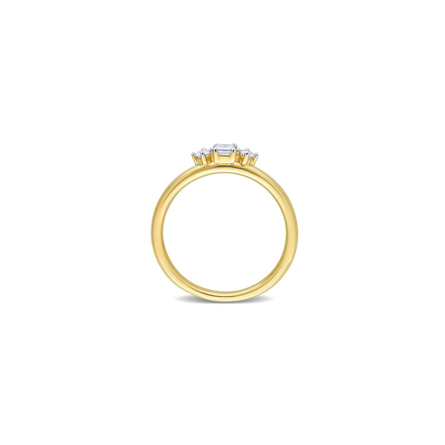 1/4 Carat Three-Stone Emerald-Cut Diamond Ring in 14K Yellow Gold