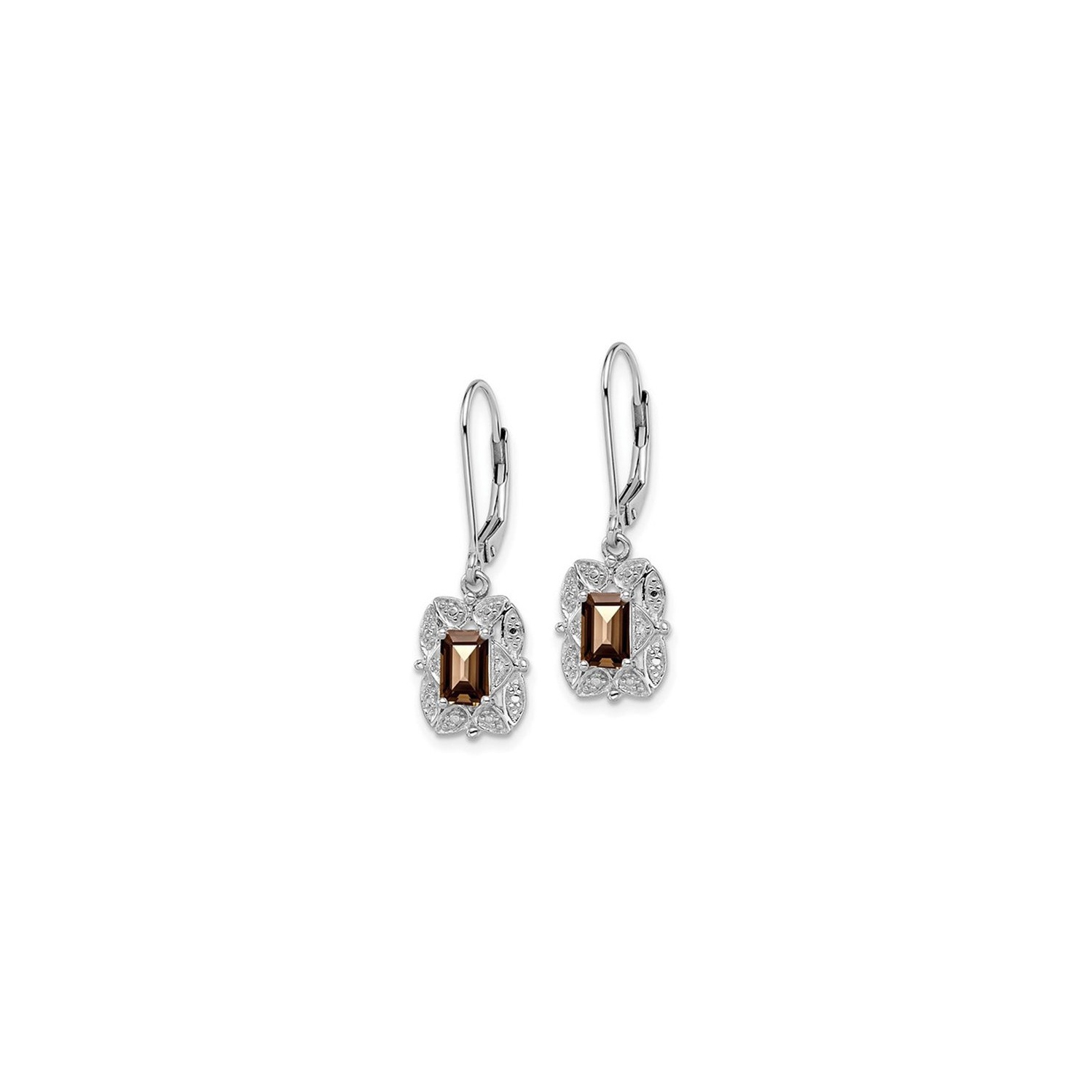 1.20 Carat Emerald-Cut Smoky Quartz Dangle Earrings in Sterling Silver