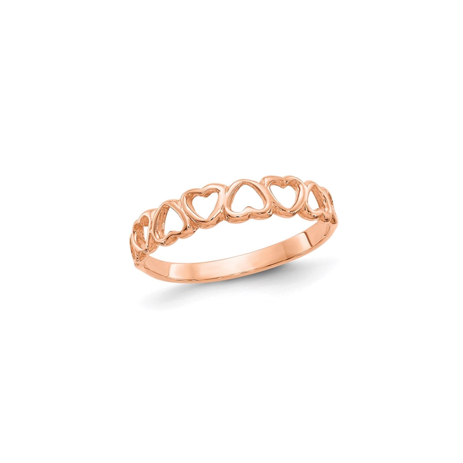 Bague de promesse en or rose 10 ct hautement poli en forme de coeur