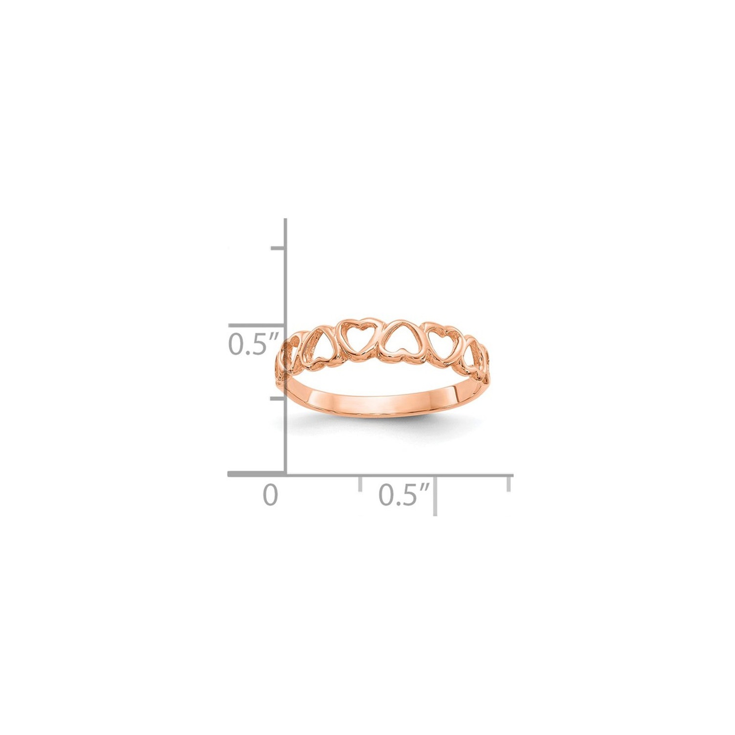 Bague de promesse en or rose 10 ct hautement poli en forme de coeur