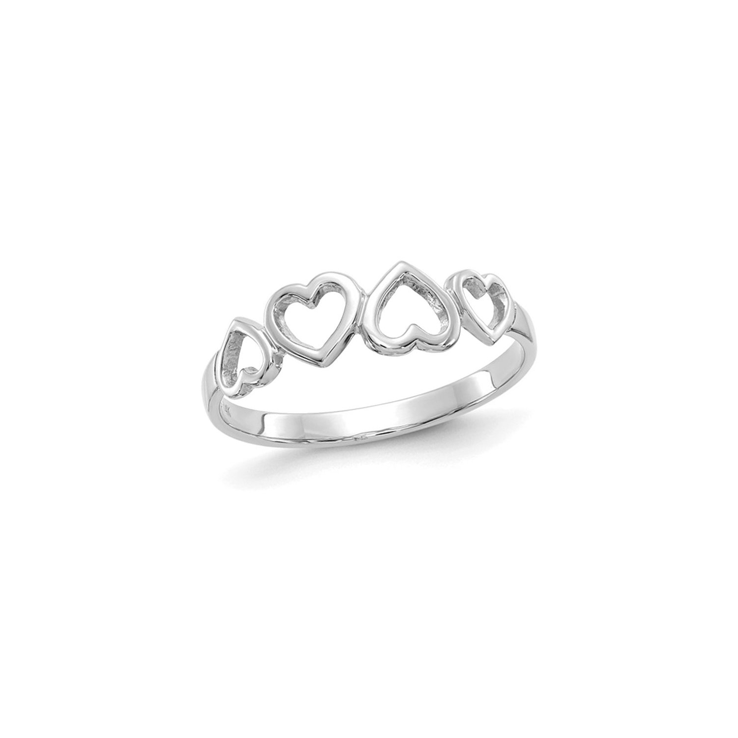 Bague de promesse en forme de coeur hautement poli, or blanc 14 ct
