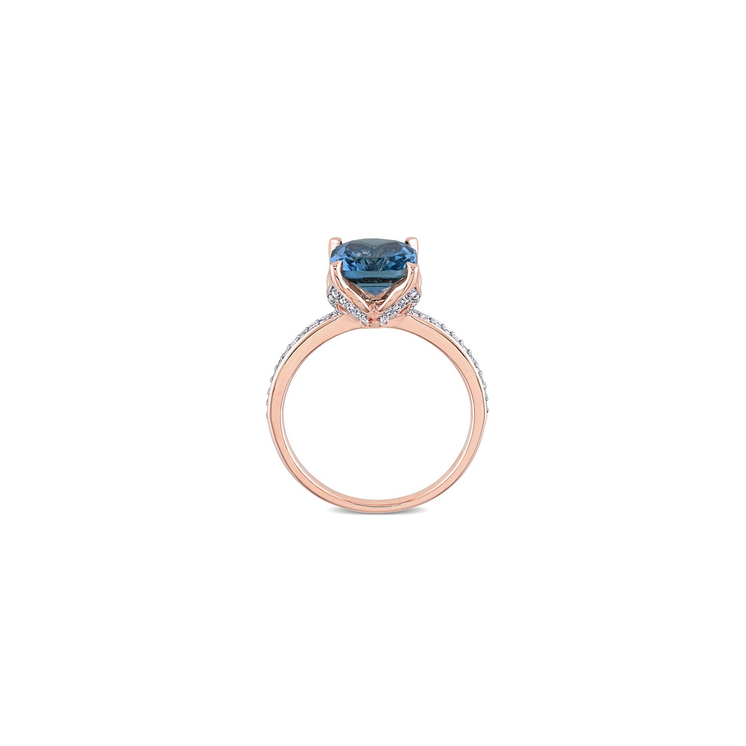 2.60 Carat London Blue Topaz Ring in 10K Rose Pink Gold with Accent Diamonds