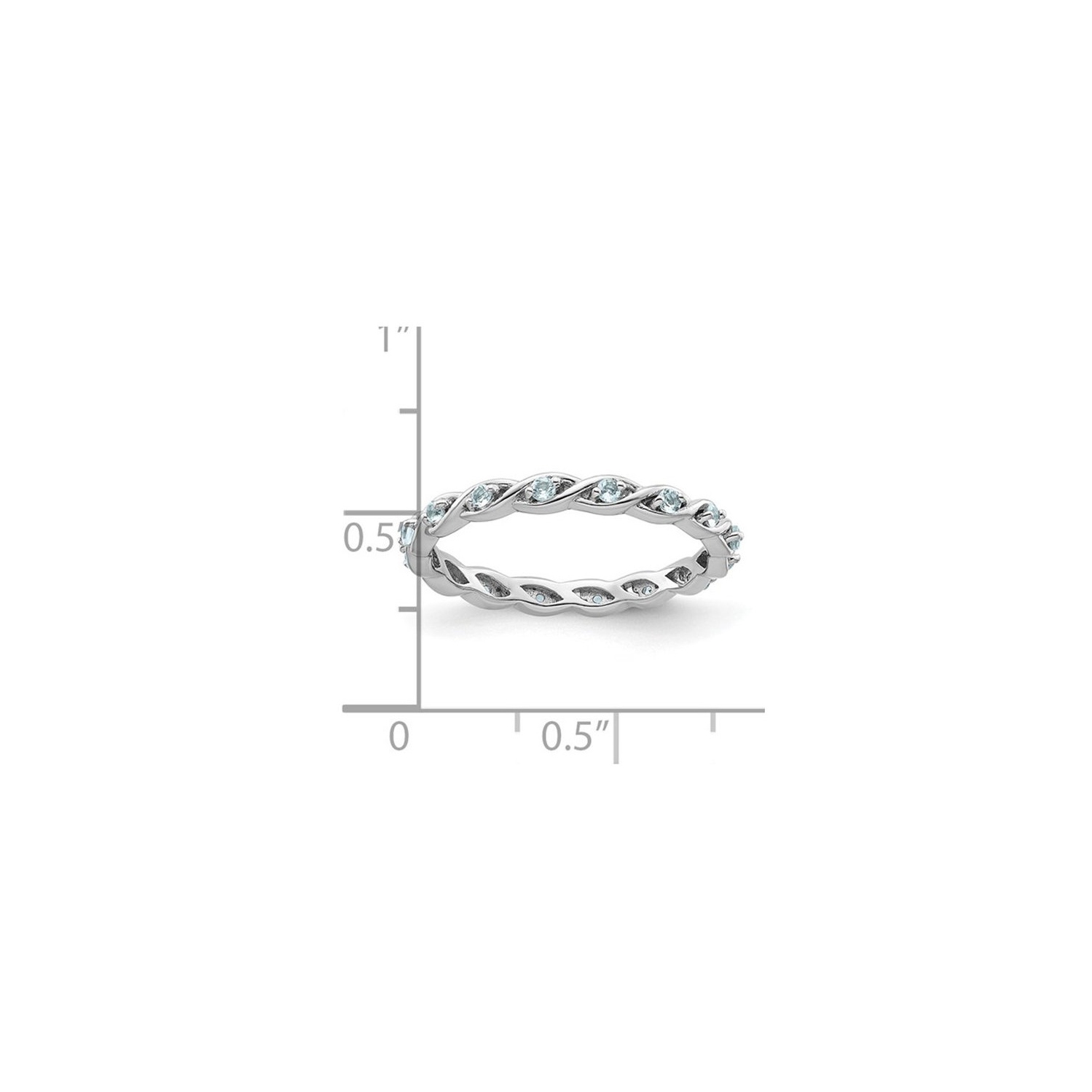 1/5 Carat Light Aquamarine Eternity Band Ring in Sterling Silver