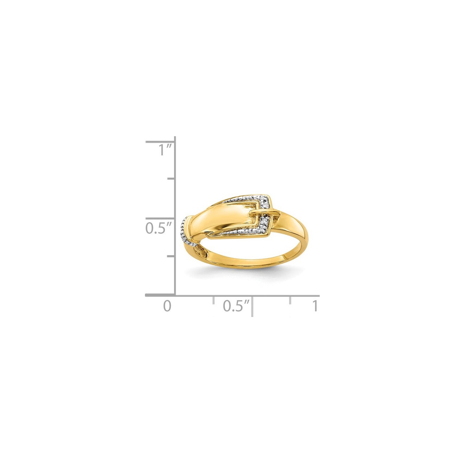 14K Yellow Gold Polished Buckle Ring with Accent Diamonds