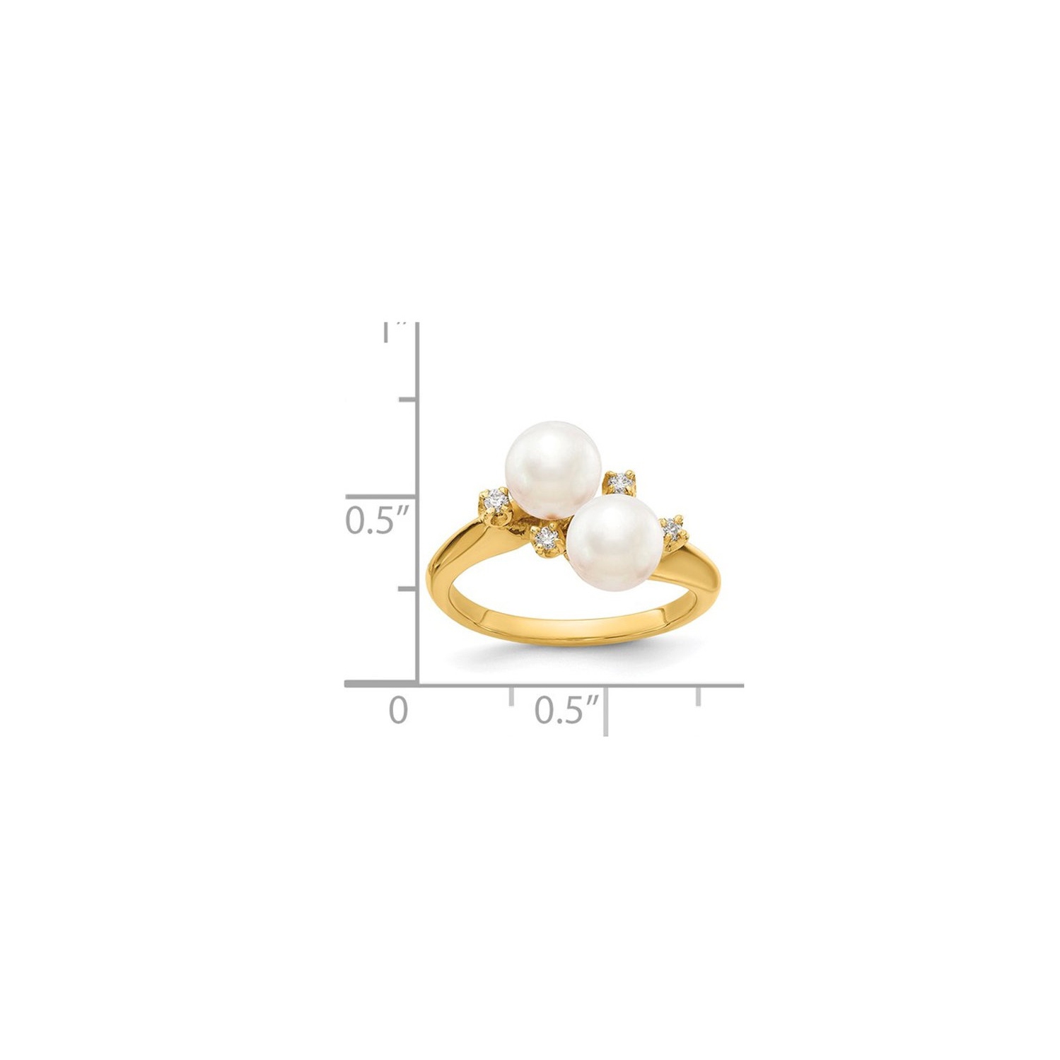 Bague en or jaune 14 K, perle d'eau douce de 6 mm avec diamants décoratifs