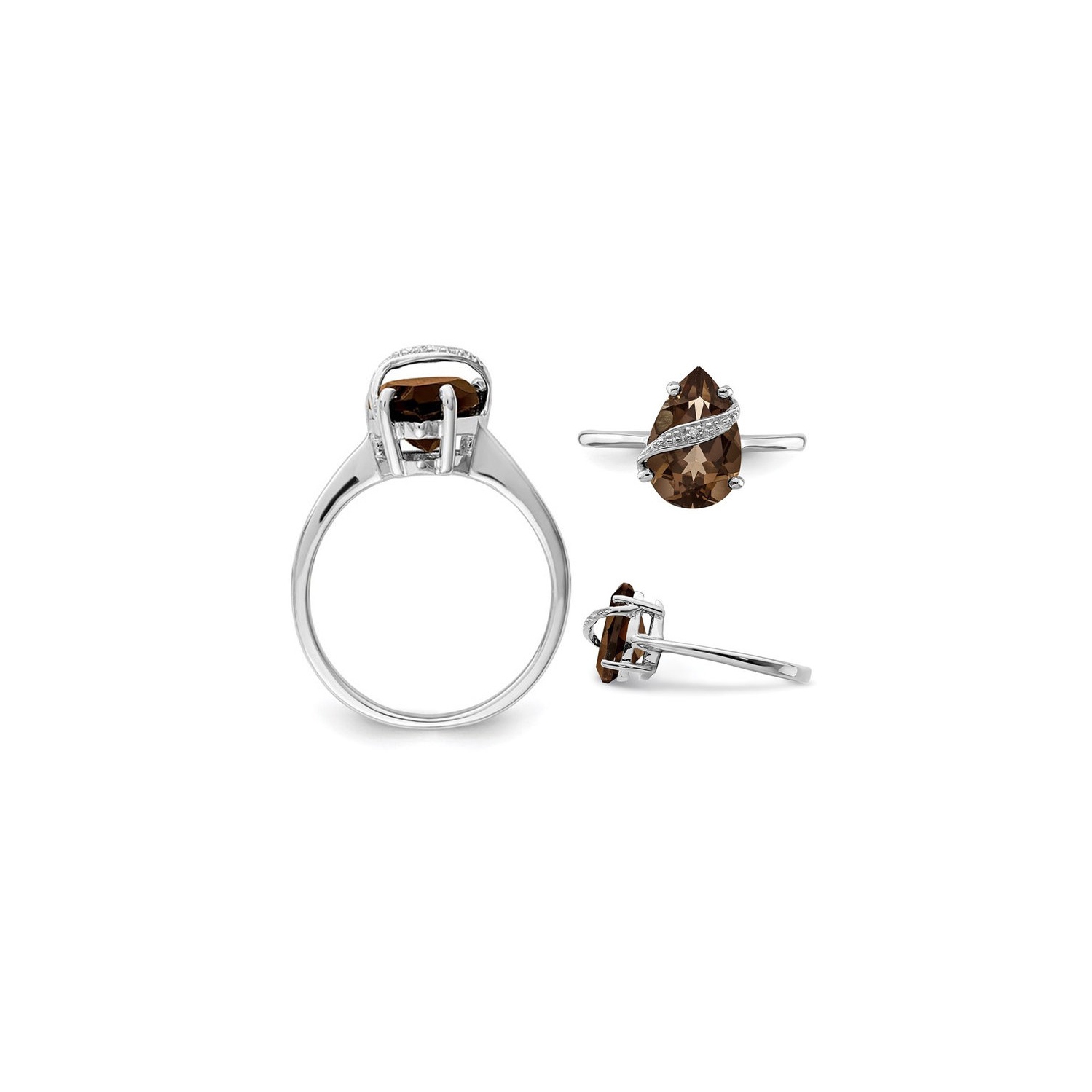 2.75 Carat Smoky Quartz Tear Drop Ring in Sterling Silver