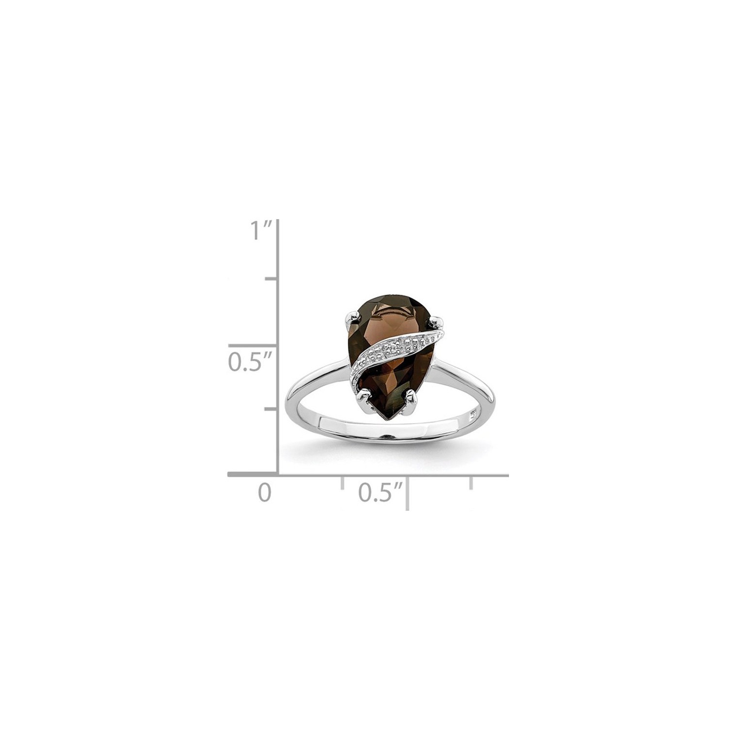 2.75 Carat Smoky Quartz Tear Drop Ring in Sterling Silver