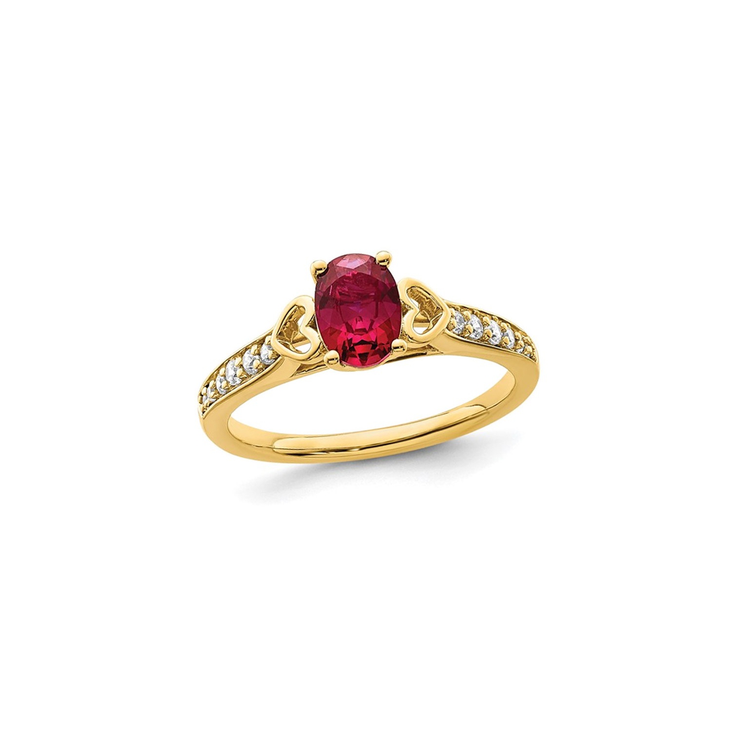 1.00 Carat Oval-Cut Ruby Ring in 14K Yellow Gold with Diamonds (SIZE 7)