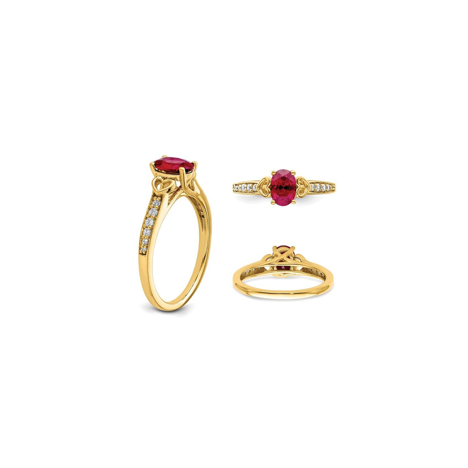 1.00 Carat Oval-Cut Ruby Ring in 14K Yellow Gold with Diamonds (SIZE 7)