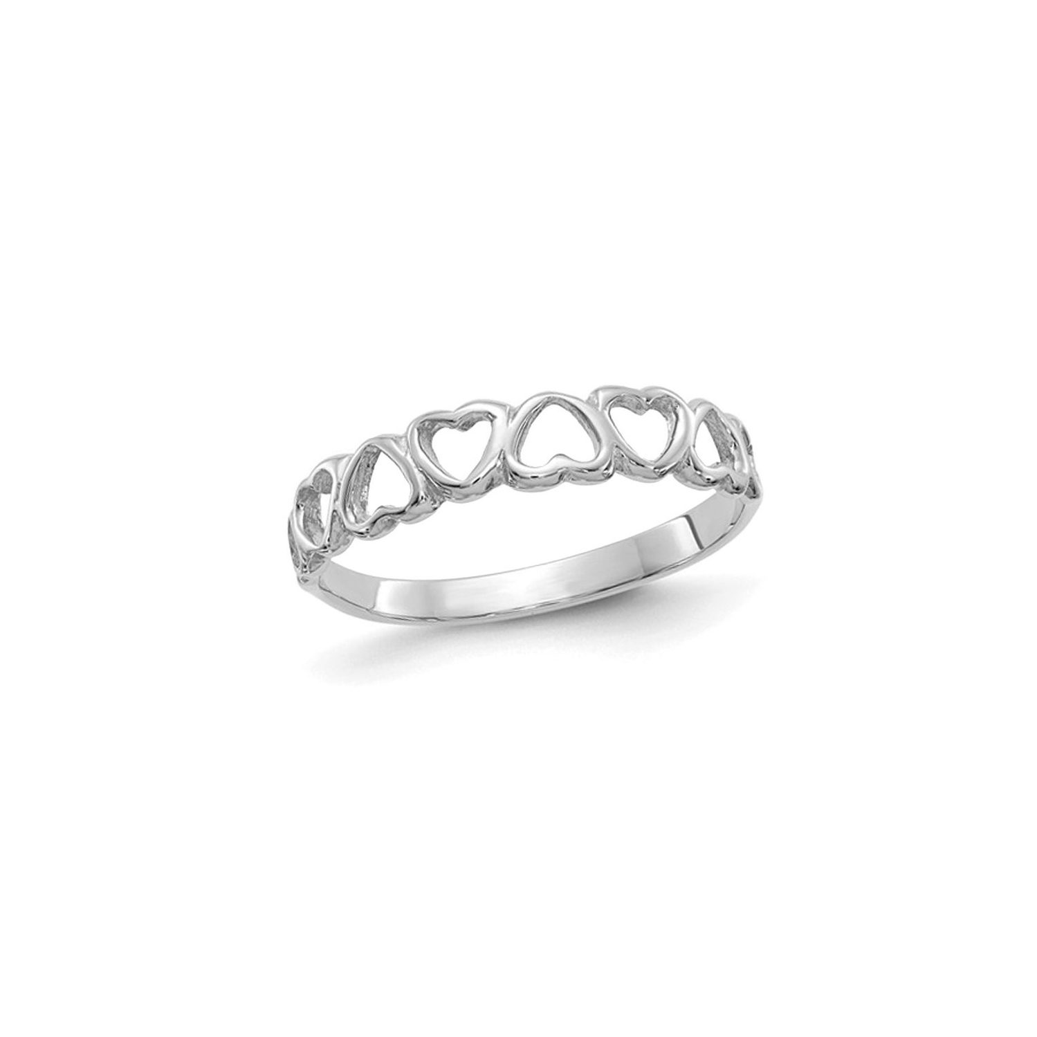Bague de promesse en forme de coeur hautement poli, or blanc 10 ct