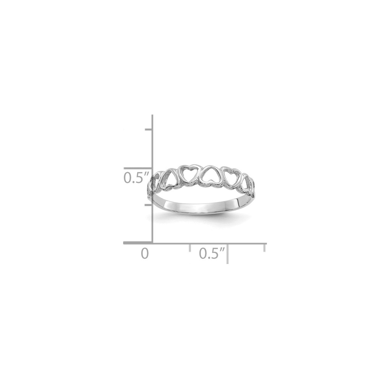 Bague de promesse en forme de coeur hautement poli, or blanc 10 ct