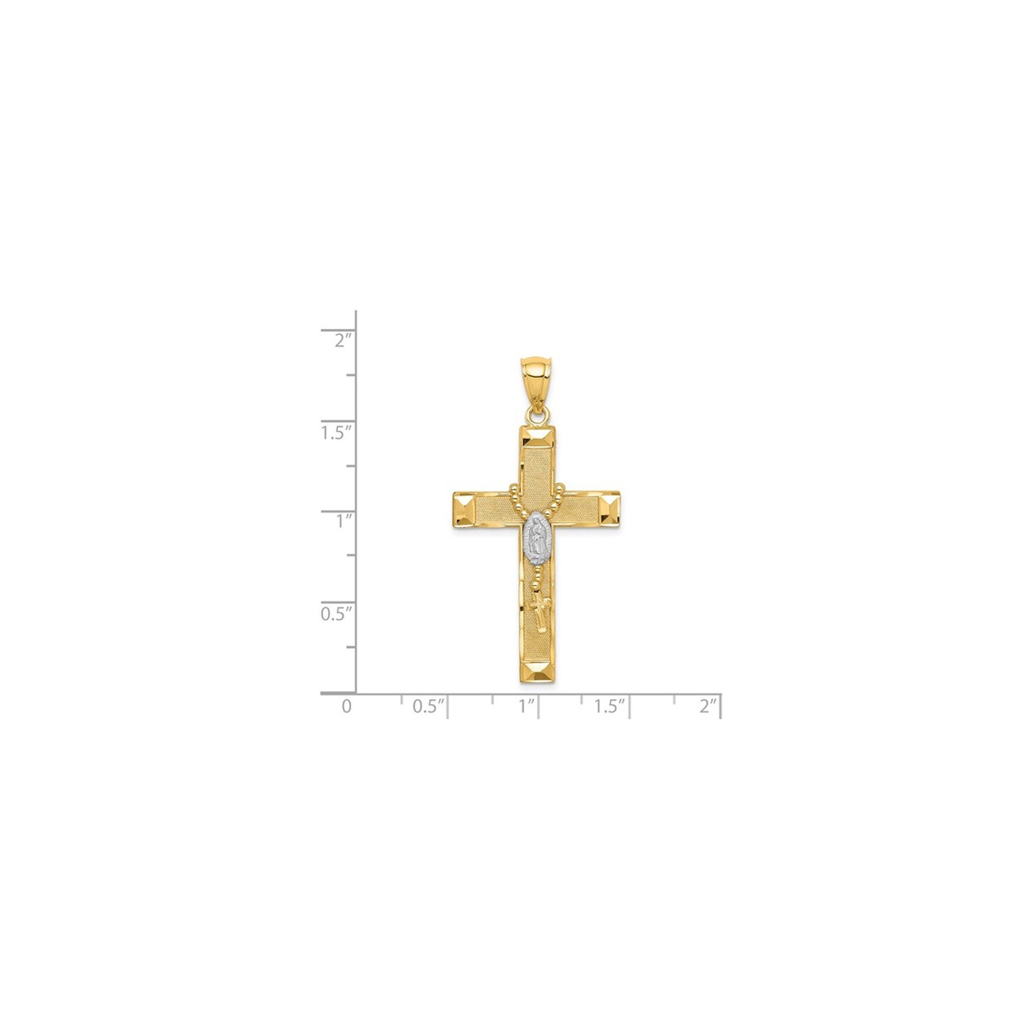 14K Yellow Gold Cross Pendant Necklace with Rosary and Chain