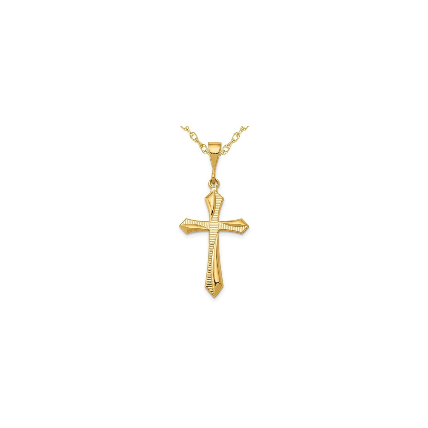 14K Yellow Gold Passion Cross Pendant Necklace with Chain