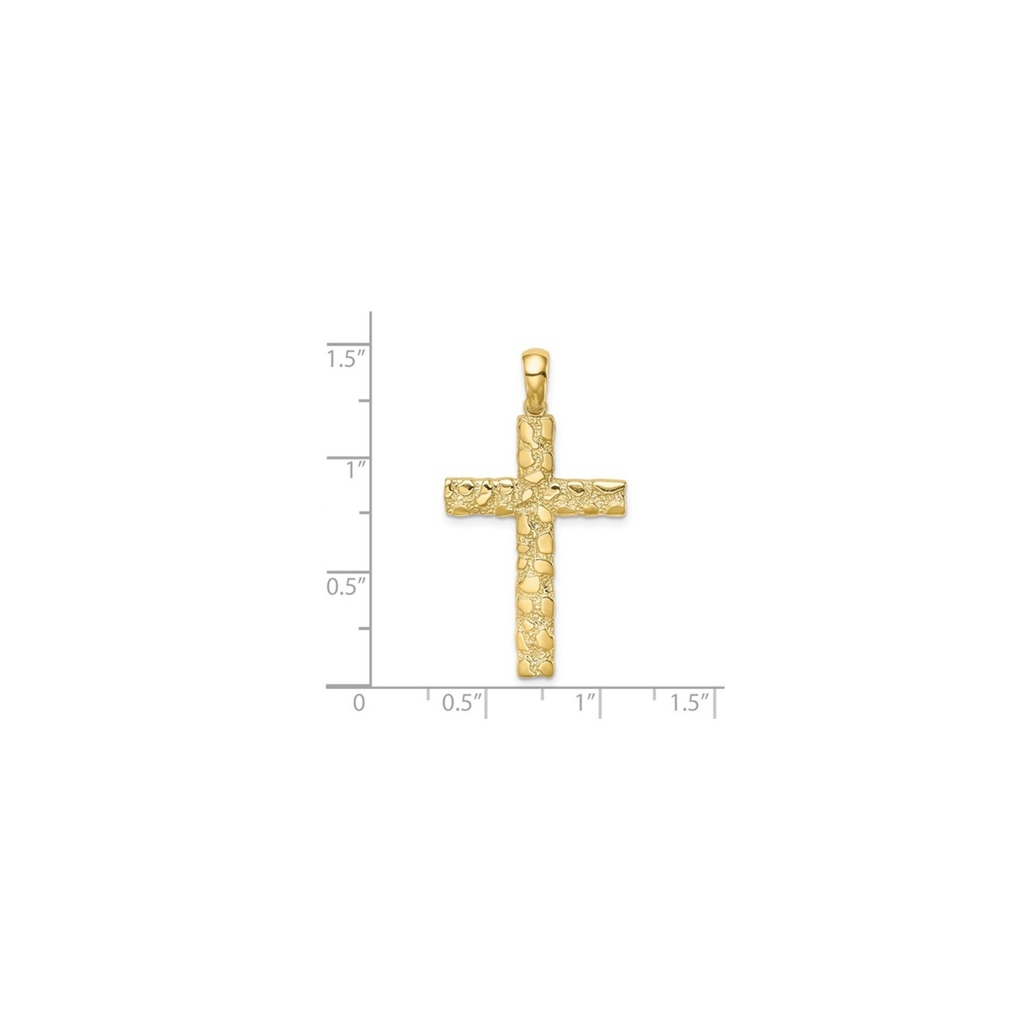 10K Yellow Gold Nugget Cross Pendant Necklace with Chain