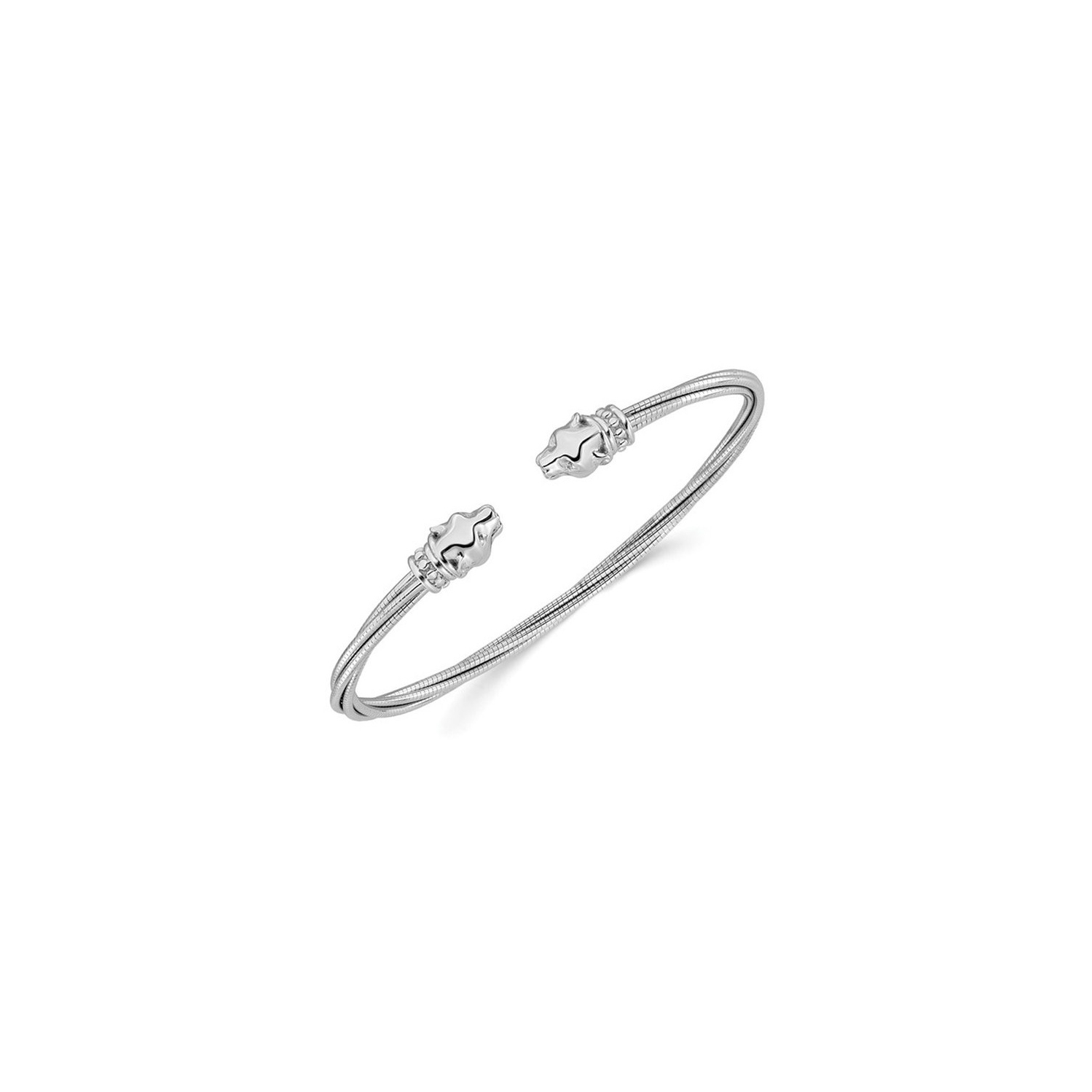 Bracelet-gantelet à tête léopard en argent sterling