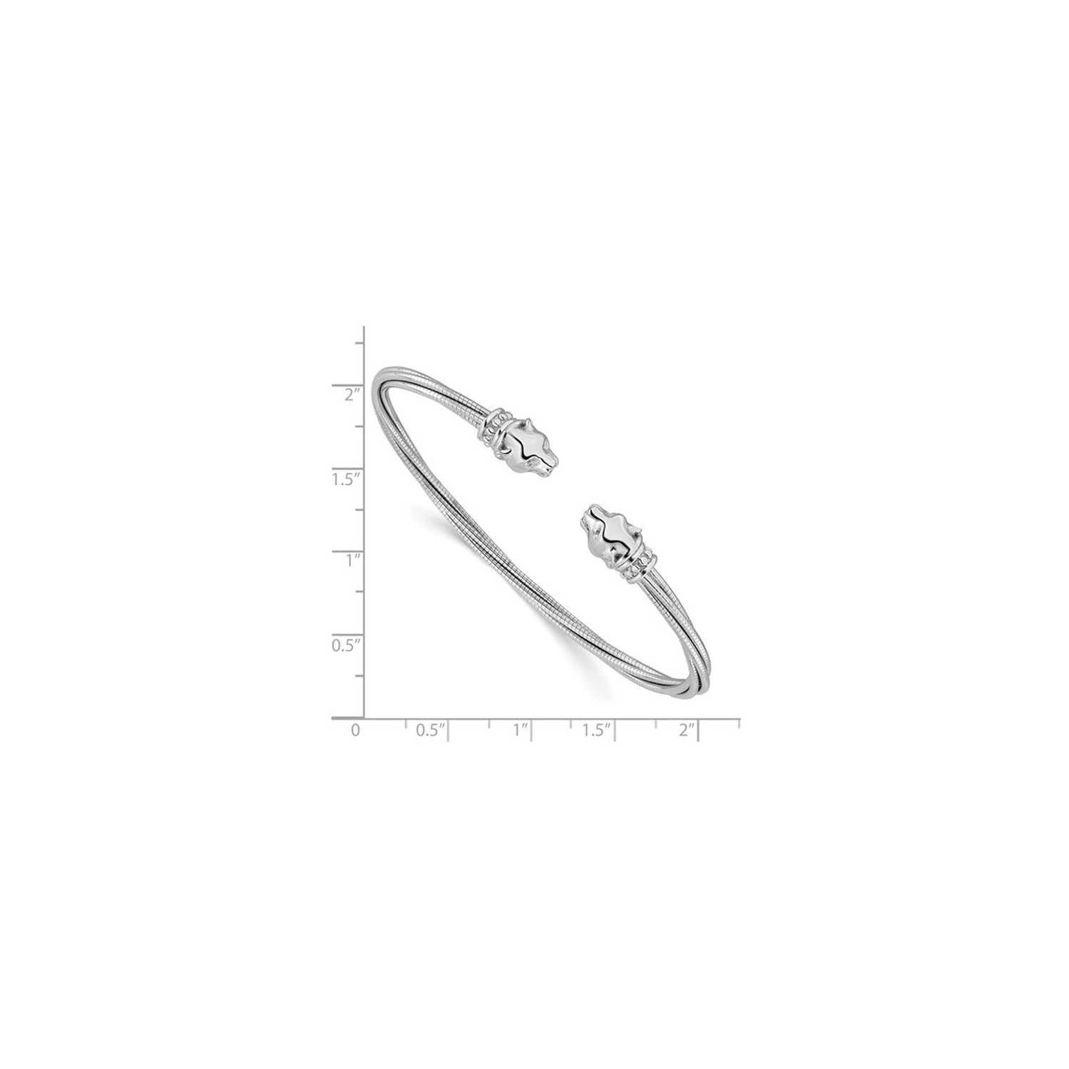 Bracelet-gantelet à tête léopard en argent sterling