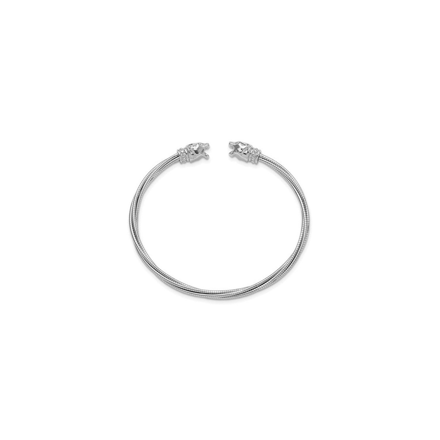 Bracelet-gantelet à tête léopard en argent sterling