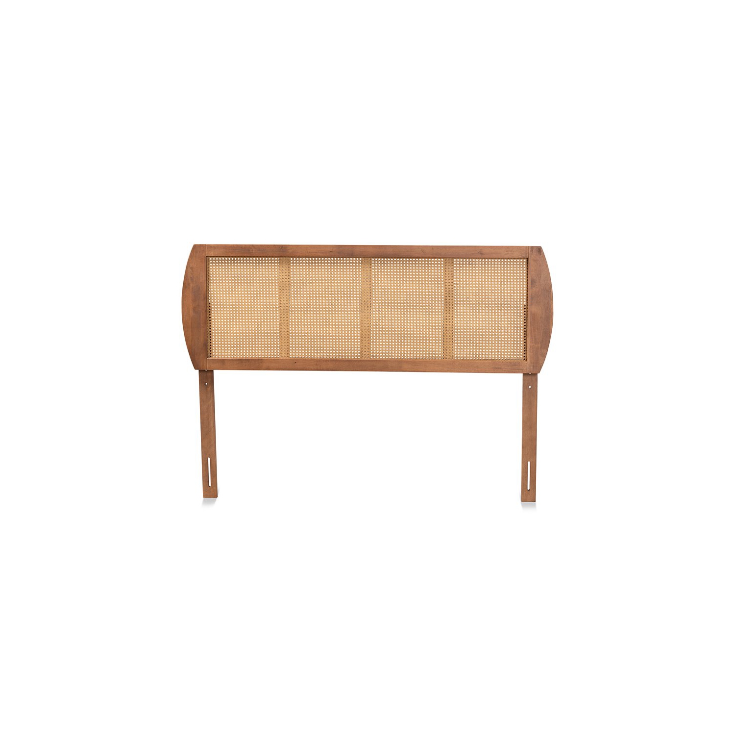 Baxton Studio Harris Walnut Finished Wood and Rattan Queen Size Headboard