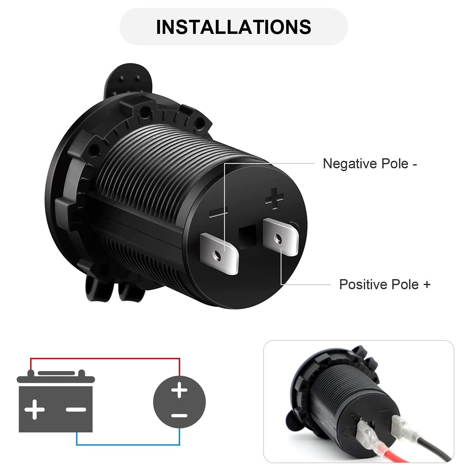 ISTAR 12V Cigarette Lighter Socket with Eject Button Cigarette Lighter Plug Car Cigarette Lighter Replacement Auxiliary Power Outlet for Automotive