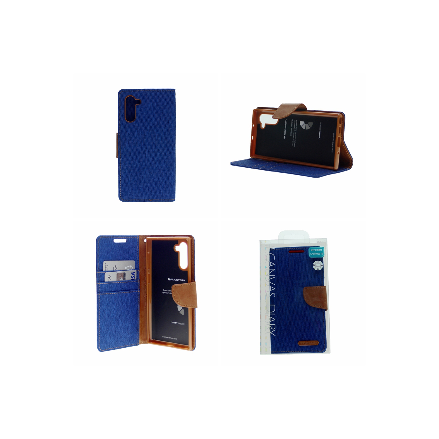 TopSave Goospery Fente pour Carte CANVAS avec Clip Magnétique Denim Tissu Folio Portefeuille Flip pour Samsung Galaxy A14 5G 6.6", Bleu