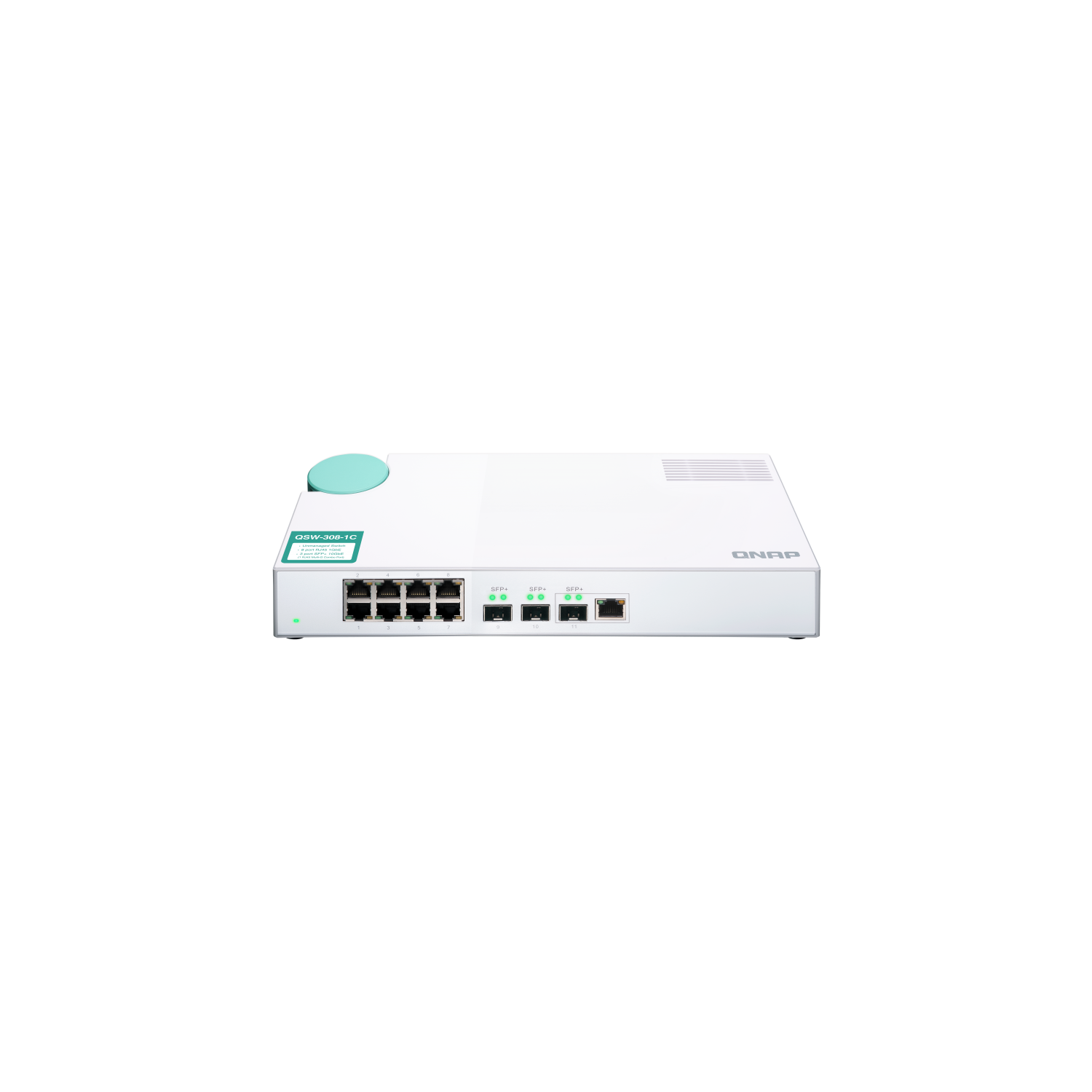 QNAP – Commutateur QSW-308-1C 10GbE, 3 ports 10G SFP+ et commutateur non géré Gigabit à 8 ports