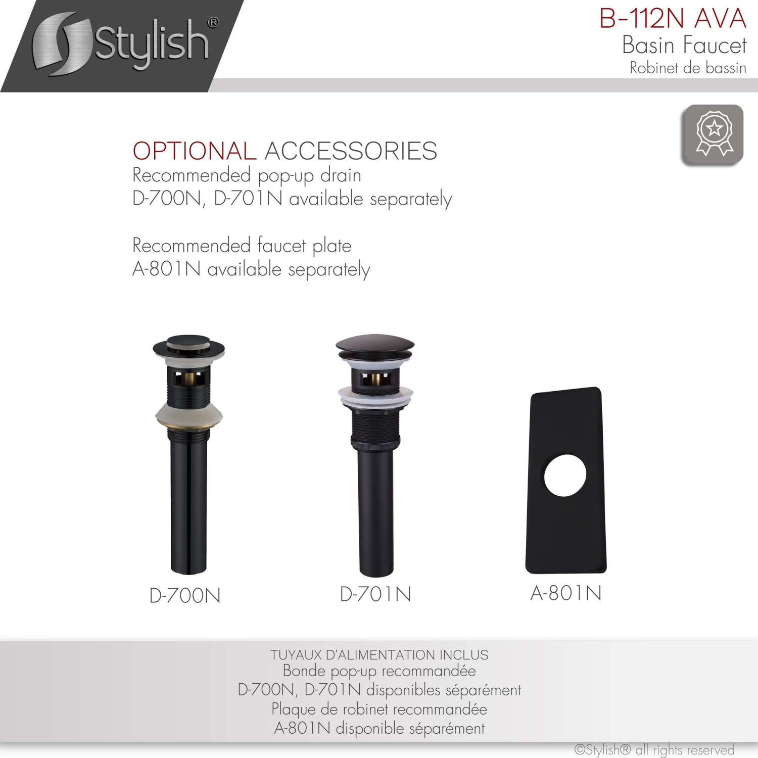 Stylish Single Handle Matte Black Finish Bathroom Faucet B-112N