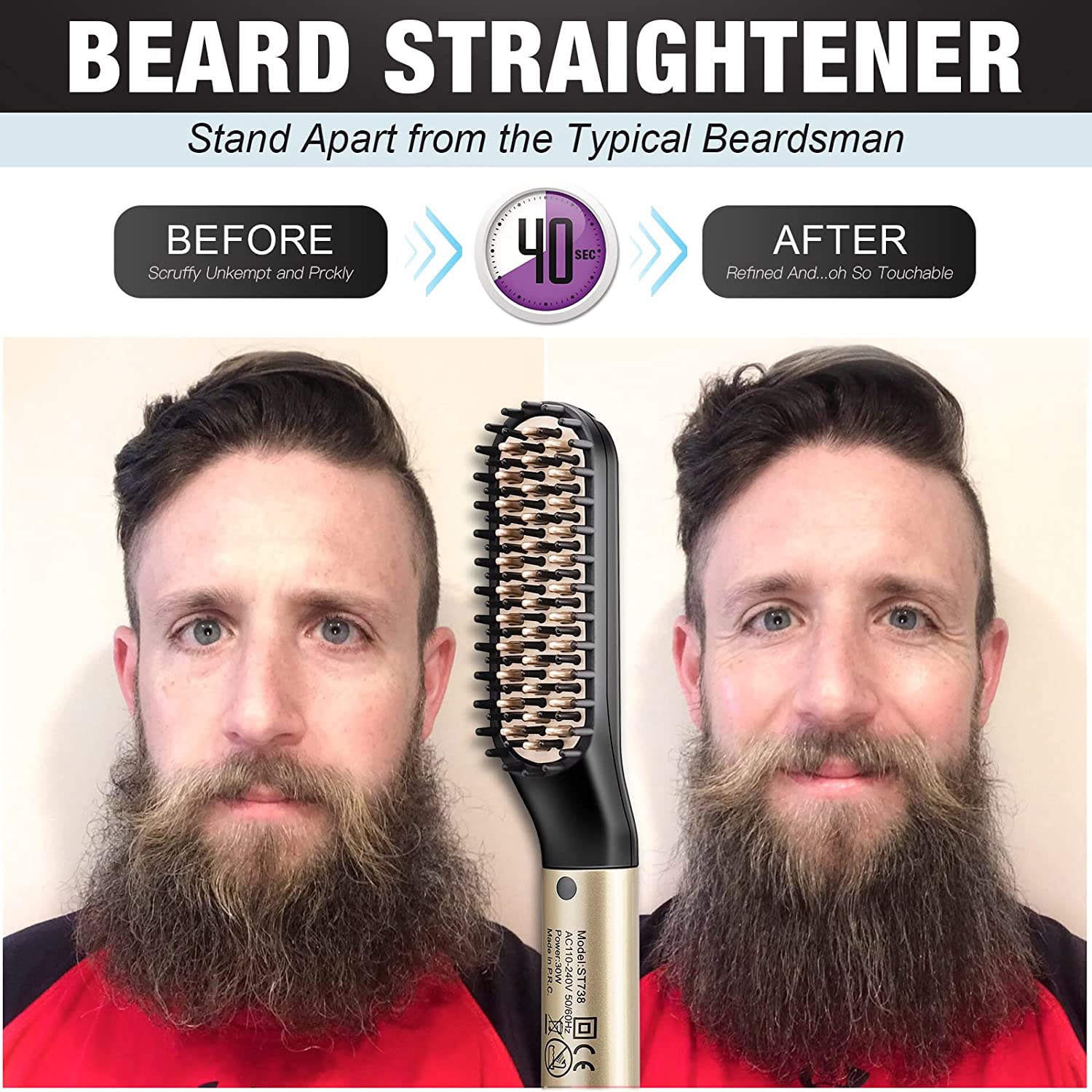 A|M Ushai Beard Straightener Kit, Beard Growth Grooming Kit, Beard Straightener, Beard Growth Oil, Beard Wash Shampoo, Conditioner, Balm, Wax, Comb,