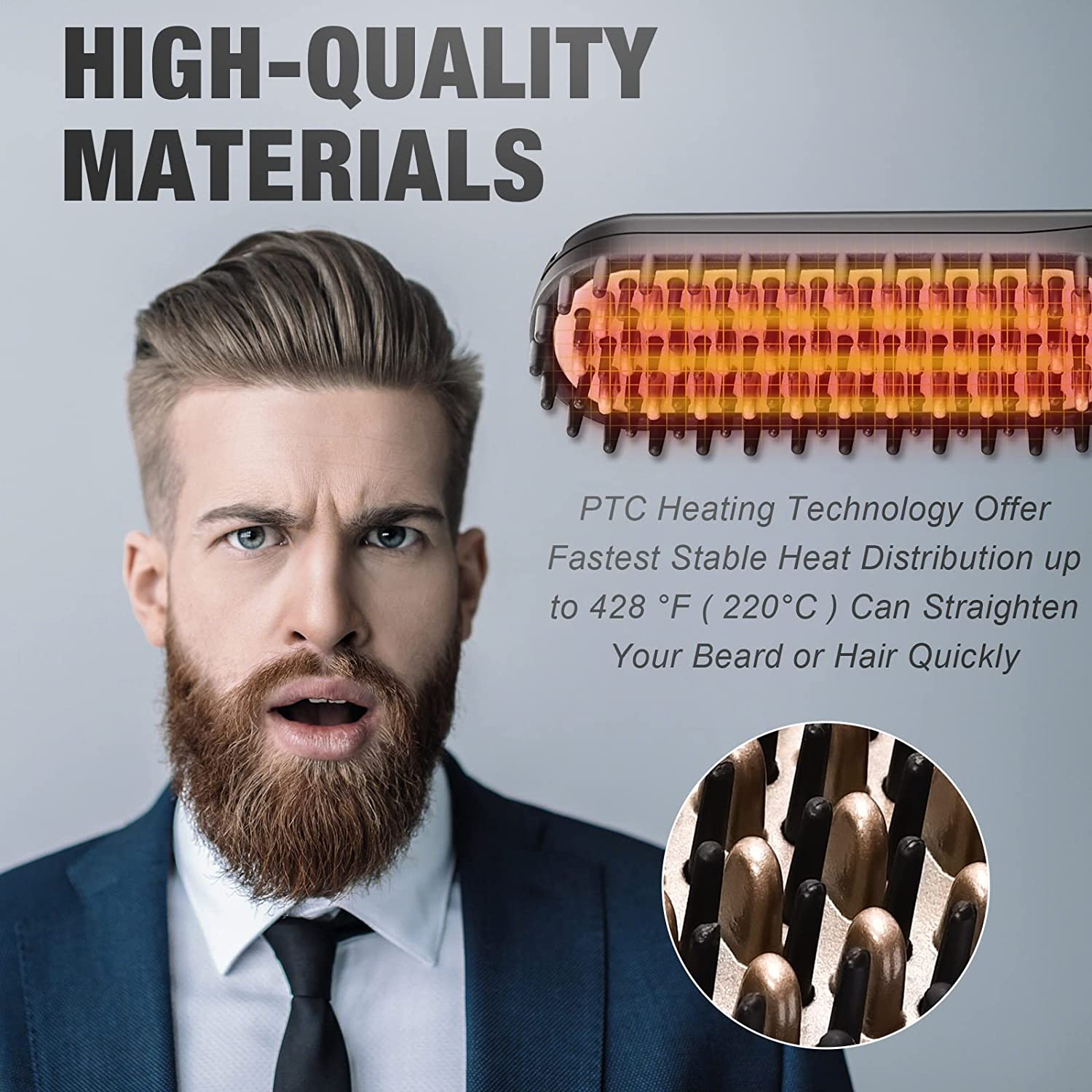 A|M Ushai Beard Straightener Kit, Beard Growth Grooming Kit, Beard Straightener, Beard Growth Oil, Beard Wash Shampoo, Conditioner, Balm, Wax, Comb,