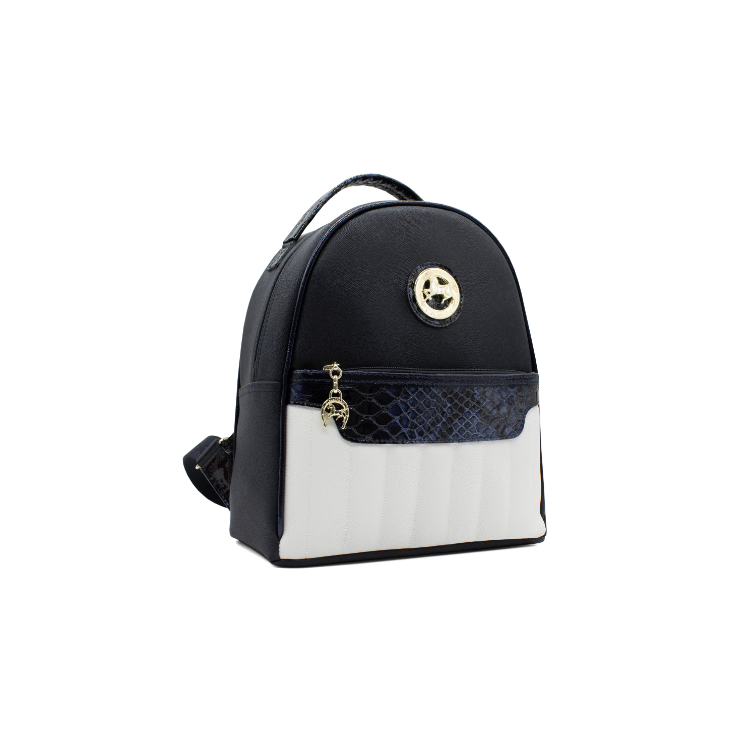 Cavalinho Grace Backpack Navy / White - Leather and Canvas