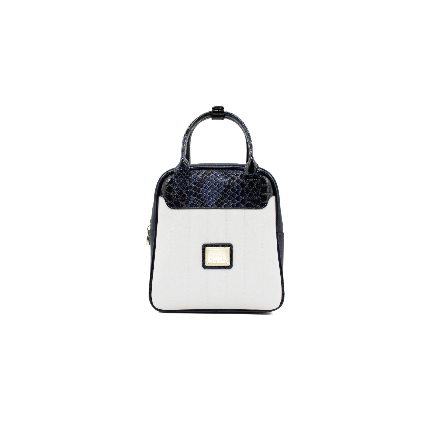 Cavalinho Grace Backpack - White and Navy - Leather and Canvas