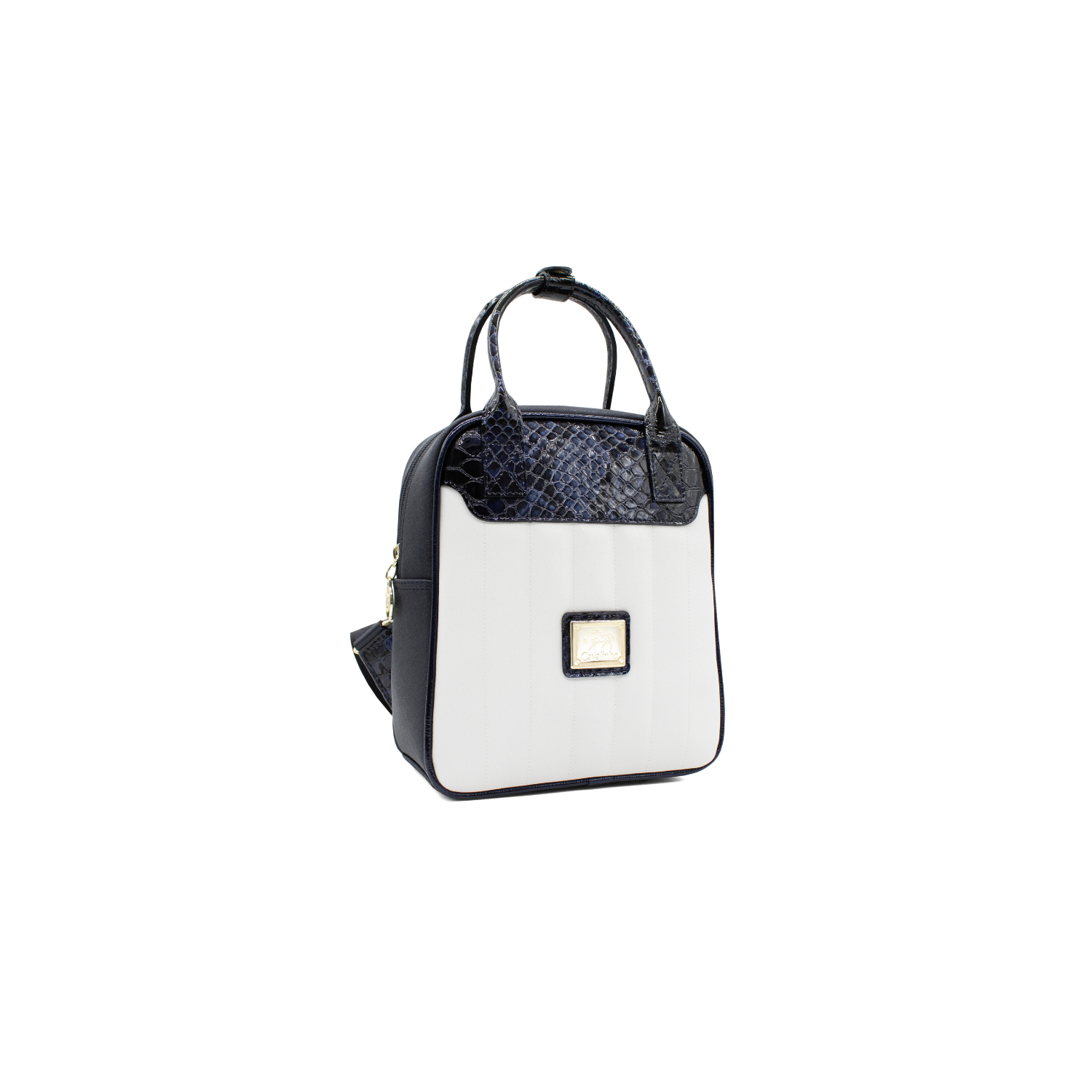 Cavalinho Grace Backpack - White and Navy - Leather and Canvas
