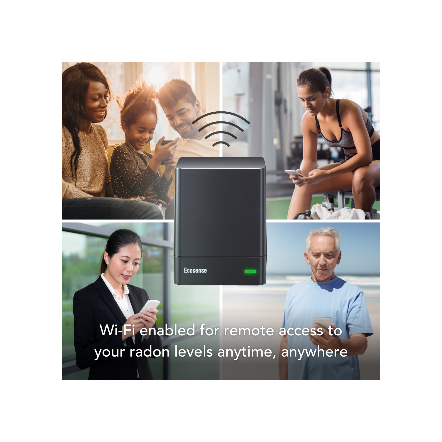 Ecosense EQ100 EcoQube, Digital Radon Detector, Fast Capture of Fluctuating Levels, Short & Long-Term Continuous Monitoring with Trend Charts, Remote