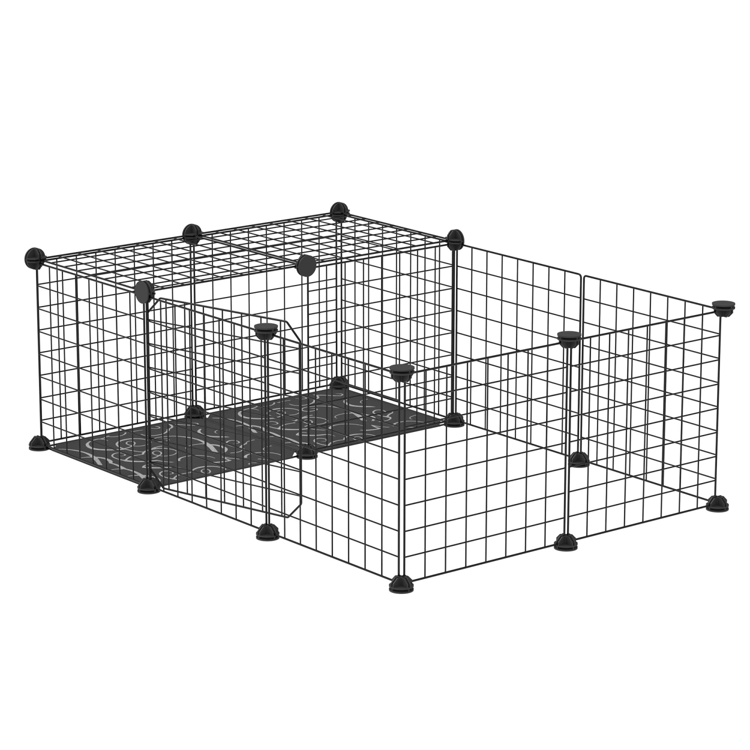 PawHut Pet Playpen, Guinea Pig Playpen, Customizable Rabbit Cage, Portable Metal Wire Pet Small Animal Fence with Door for Chinchilla, Ferret, Indoor