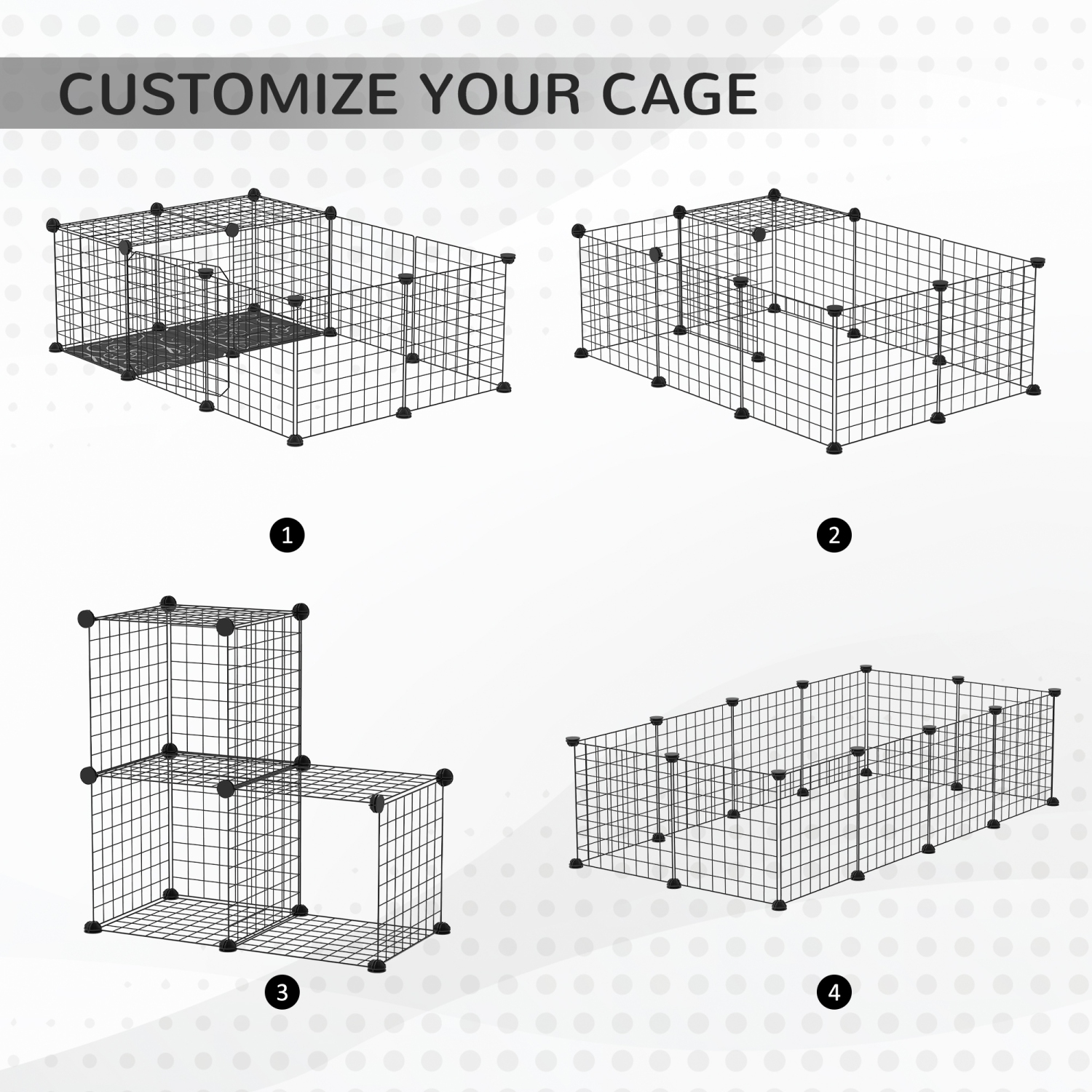 PawHut Pet Playpen, Guinea Pig Playpen, Customizable Rabbit Cage, Portable Metal Wire Pet Small Animal Fence with Door for Chinchilla, Ferret, Indoor
