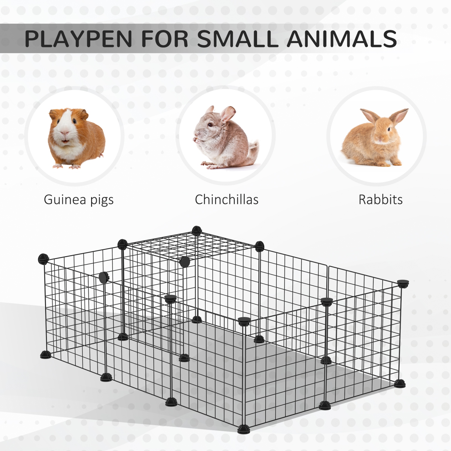 PawHut Pet Playpen, Guinea Pig Playpen, Customizable Rabbit Cage, Portable Metal Wire Pet Small Animal Fence with Door for Chinchilla, Ferret, Indoor